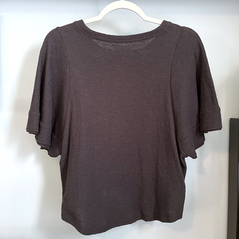 Madewell Texture & Thread Flutter-Sleeve Top (Bla… - image 3